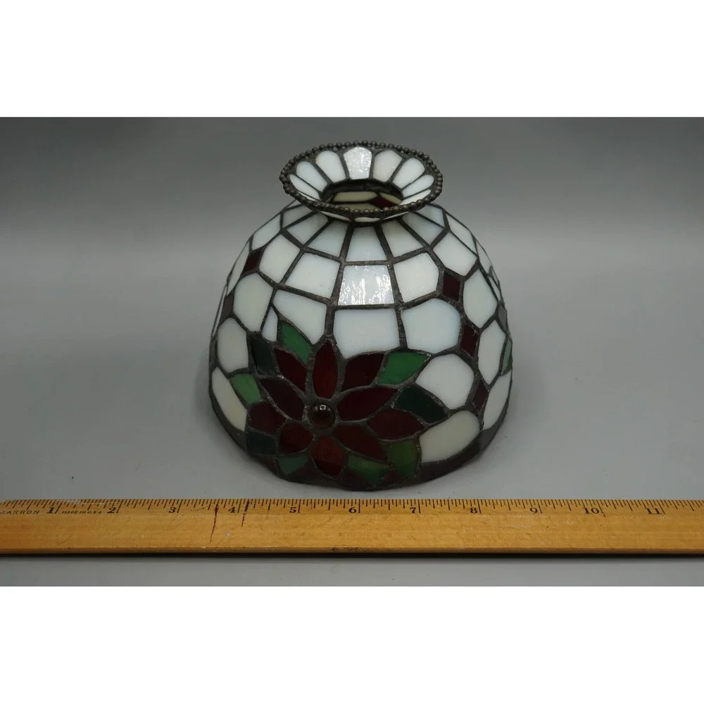 Partylite Tiffany Christmas Poinsettia Stained Glass 5